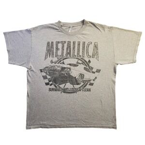 Metallica Shirt Mens XL Gray Alstyle Burning Hard Loose & Clean Muscle Car Tee